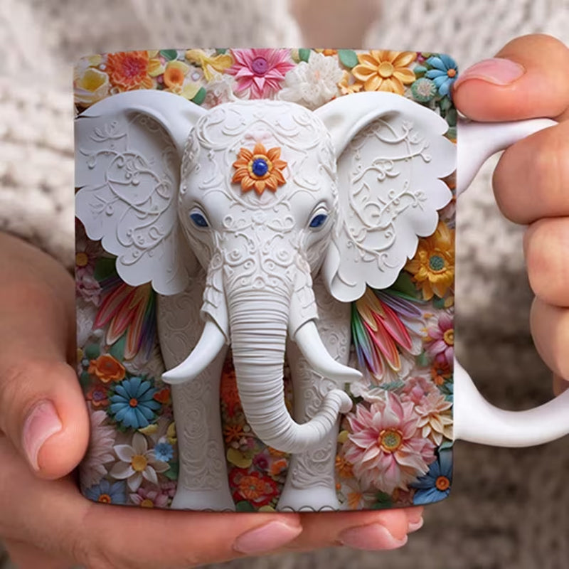 Custom Coffee Mugs | Personalized Elephant Flower Mug with Durable Ceramic Design | Ideal Gift for Pet Lovers 7
