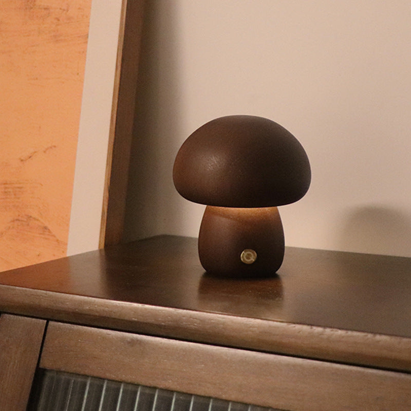 MushroomGlow | Cozy Elegant Wooden Table Lamp for Bedroom or Living Room 11