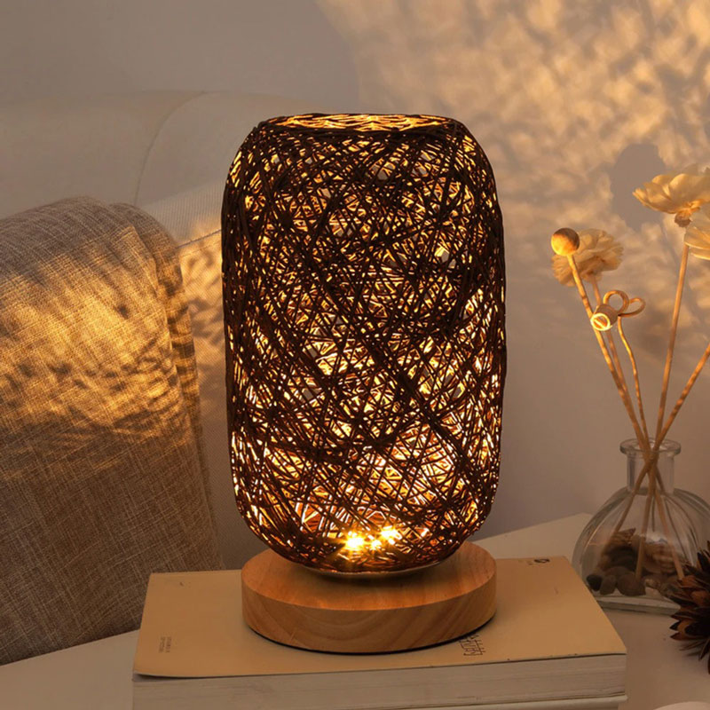 RattanGlow | Elegant Handcrafted Modern Nightstand Lamp for Cozy Ambiance 3