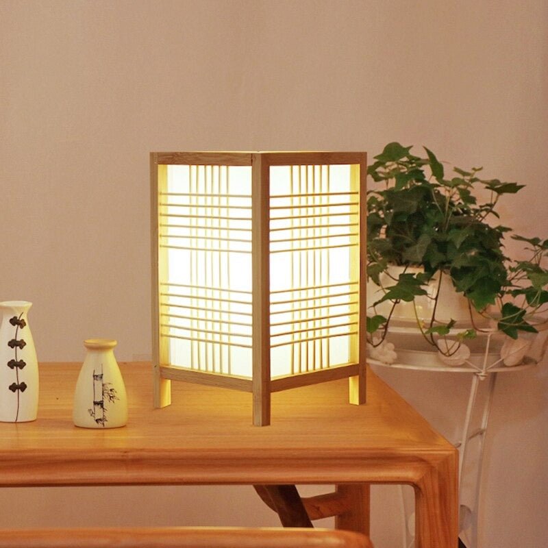ZenithGlow | Tranquil Wooden Japanese Bedside Table Lamp 2