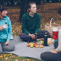 Four friends enjoying a picnic in the park