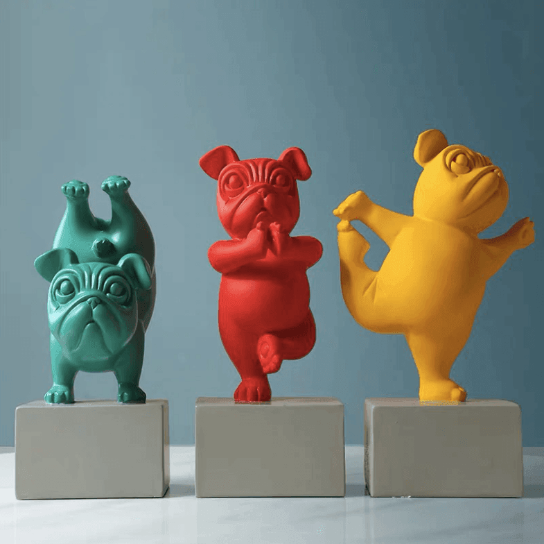 Abstract Yoga Bulldog Figurine | Premium Resin with Realistic Design | Unique Home Decor Accent for Elegant Spaces 0