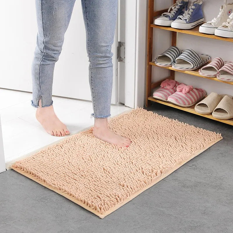 Chenille Bath Mat | Ultra-Absorbent Non-Slip Bathroom Mat for Comfort and Safety