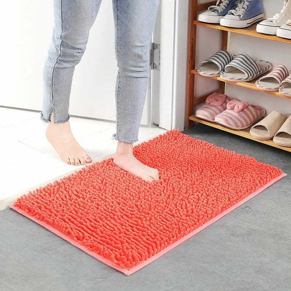 Chenille Bath Mat | Ultra-Absorbent Non-Slip Bathroom Mat for Comfort and Safety