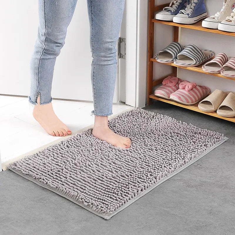 Chenille Bath Mat | Ultra-Absorbent Non-Slip Bathroom Mat for Comfort and Safety