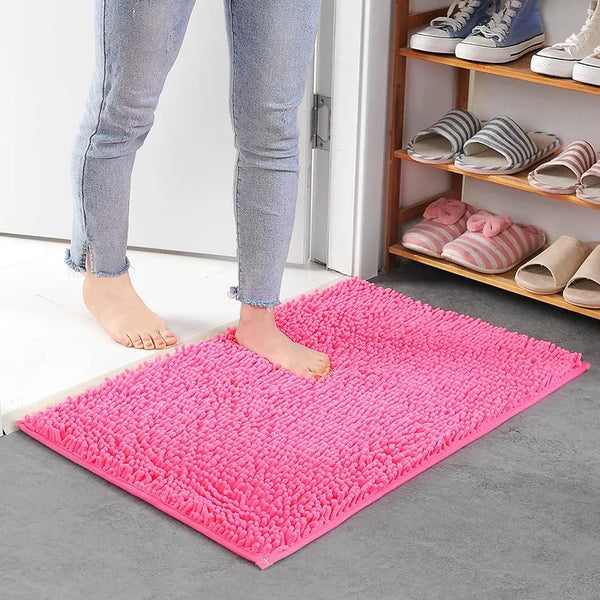 Chenille Bath Mat | Ultra-Absorbent Non-Slip Bathroom Mat for Comfort and Safety