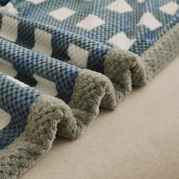 Chic Checked Knit Throw Blanket with Waffle Texture | Cozy Minimalist Accent for Elegant Comfort 5