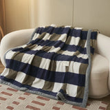 Chic Checked Knit Throw Blanket with Waffle Texture | Cozy Minimalist Accent for Elegant Comfort 8