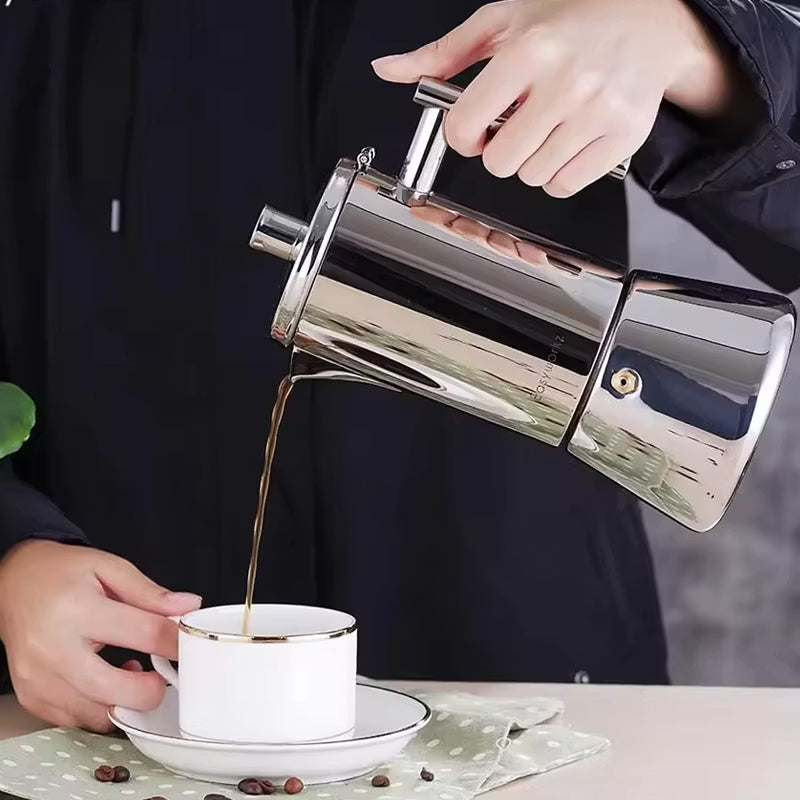 Classic Italian Moka Pot | Stainless Steel Coffee Maker with Heat-Resistant Handle | Perfect for Authentic Espresso