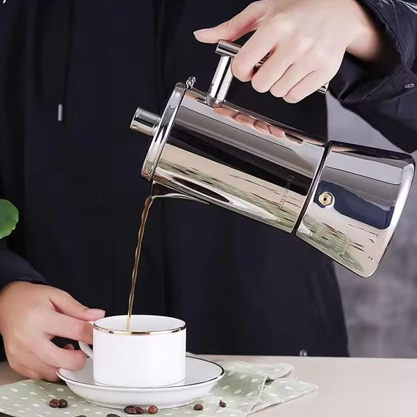 Classic Italian Moka Pot | Stainless Steel Coffee Maker with Heat-Resistant Handle | Perfect for Authentic Espresso