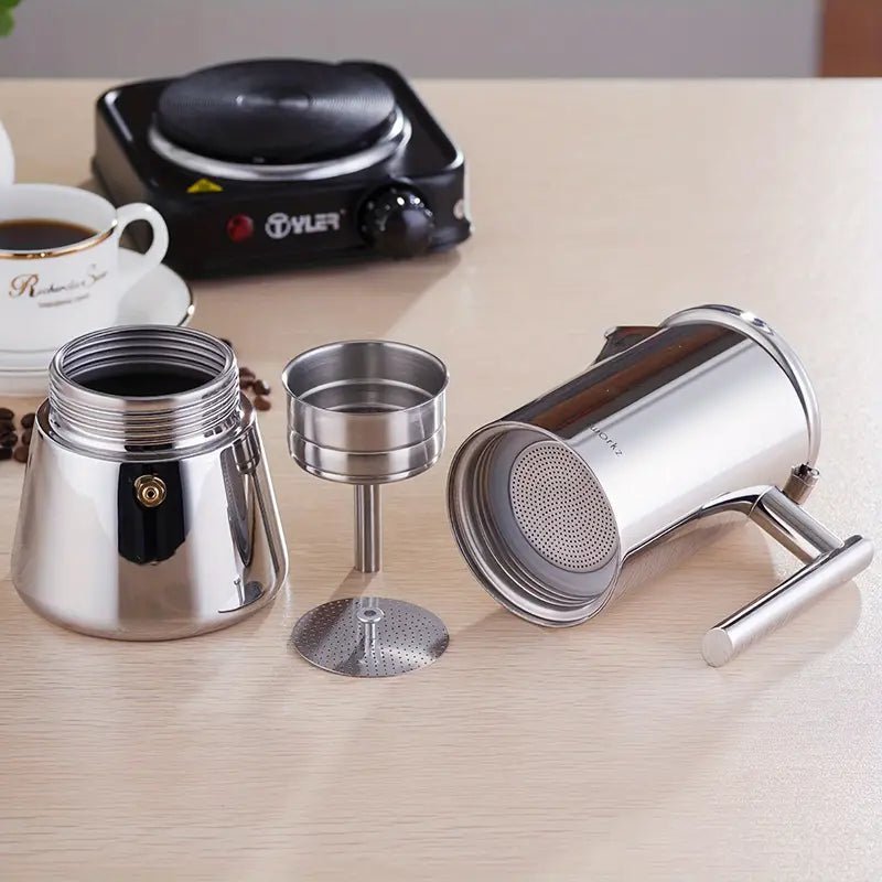 Classic Italian Moka Pot | Stainless Steel Coffee Maker with Heat-Resistant Handle | Perfect for Authentic Espresso 2