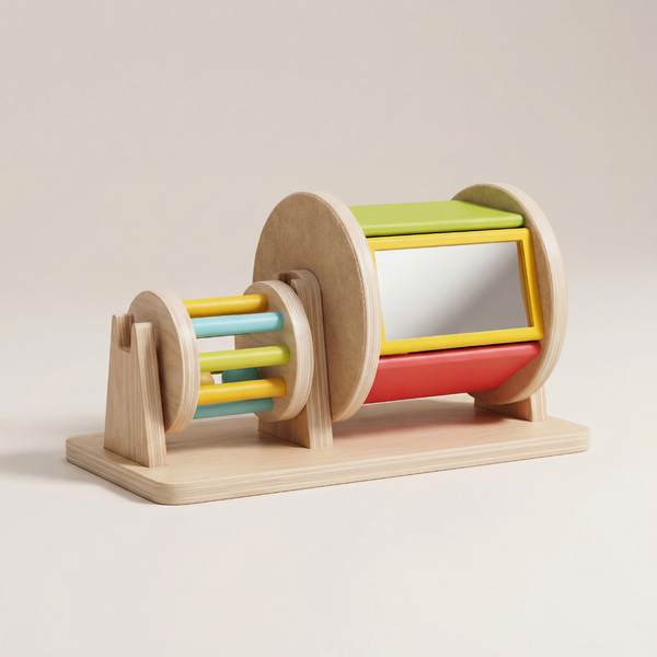 Montessori Wooden Musical Toy Spinning Drum with Engaging Sounds