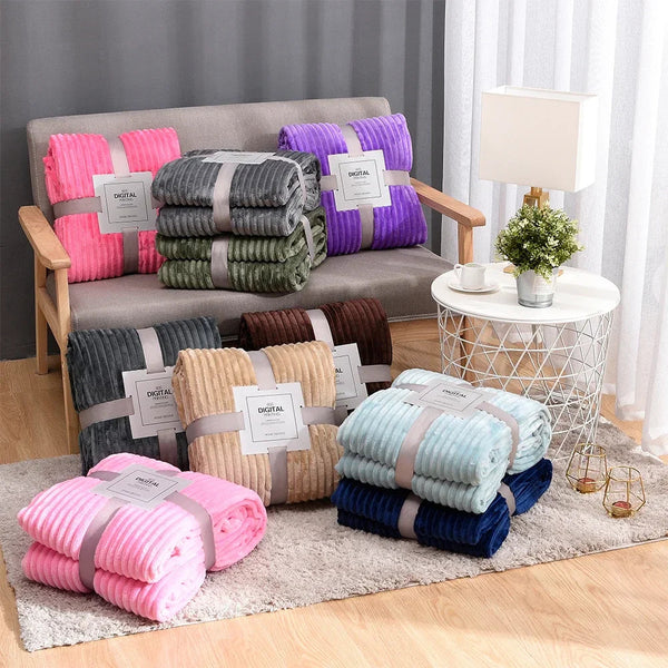 Cozy Collection | Soft Plush Blanket with Vibrant Ribbed Texture | Stylish Home Decor Accessory 1