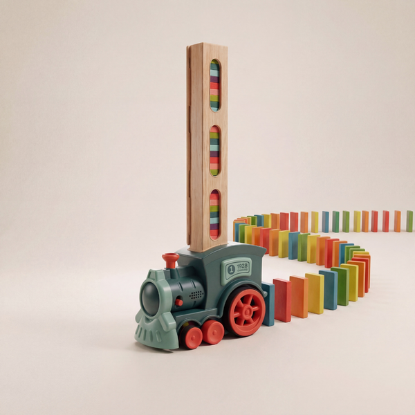 Building Toy Domino Train with Automatic Placement | Engaging Learning Tool for Problem-Solving Skills