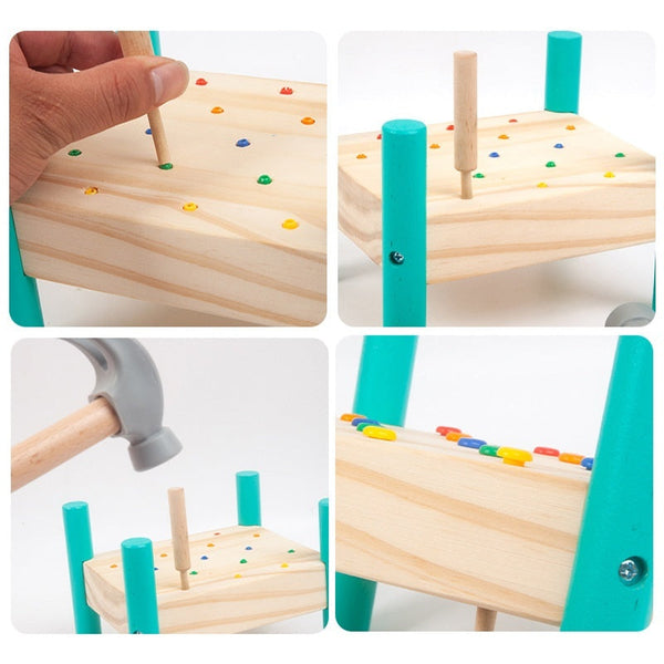 Montessori Hammer & Peg Toy with Colorful Pegs | Enhances Fine Motor Skills for Toddlers
