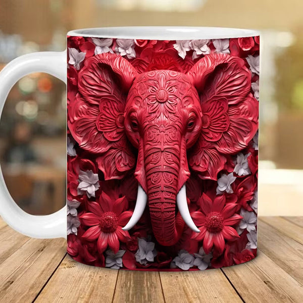 Custom Coffee Mugs | Personalized Elephant Flower Mug with Durable Ceramic Design | Ideal Gift for Pet Lovers 0