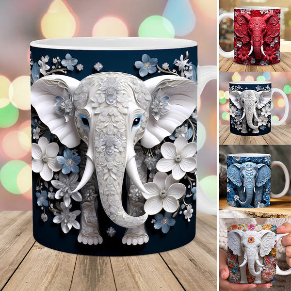 Custom Coffee Mugs | Personalized Elephant Flower Mug with Durable Ceramic Design | Ideal Gift for Pet Lovers 1