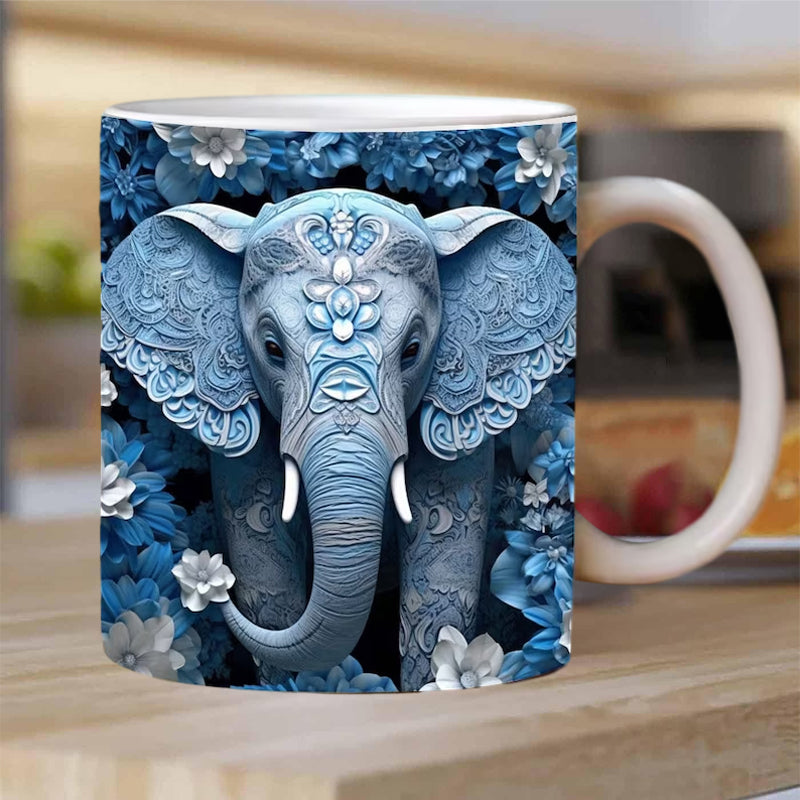 Custom Coffee Mugs | Personalized Elephant Flower Mug with Durable Ceramic Design | Ideal Gift for Pet Lovers 2