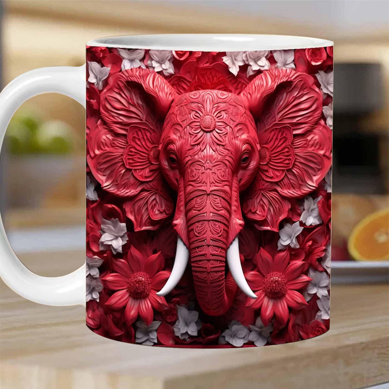 Custom Coffee Mugs | Personalized Elephant Flower Mug with Durable Ceramic Design | Ideal Gift for Pet Lovers 3