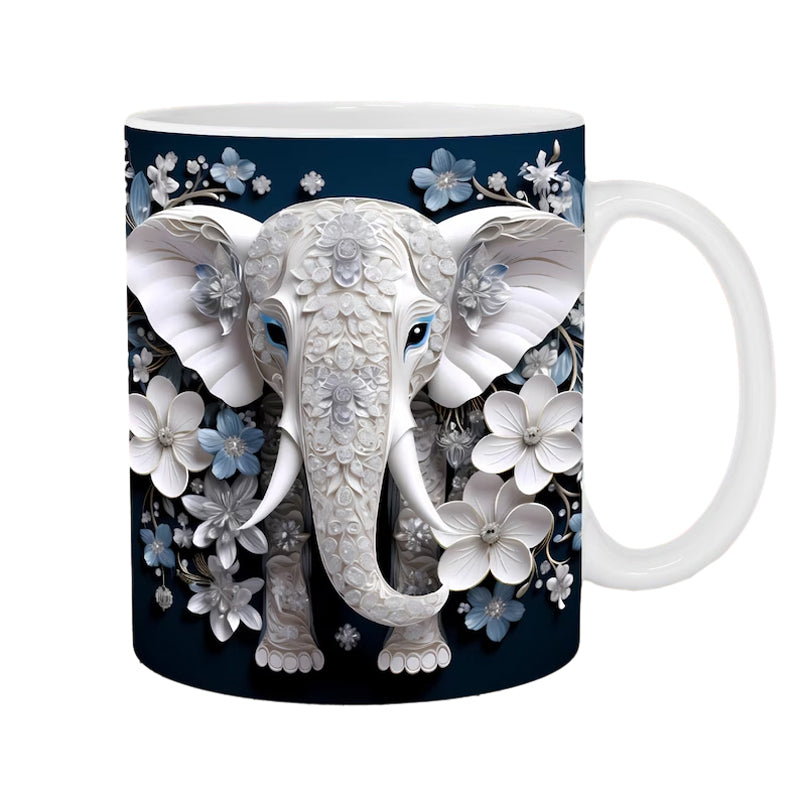 Custom Coffee Mugs | Personalized Elephant Flower Mug with Durable Ceramic Design | Ideal Gift for Pet Lovers 4