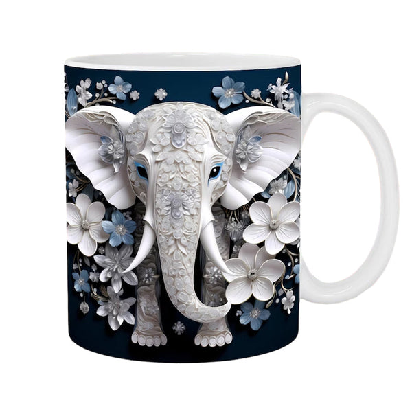 Custom Coffee Mugs | Personalized Elephant Flower Mug with Durable Ceramic Design | Ideal Gift for Pet Lovers 4