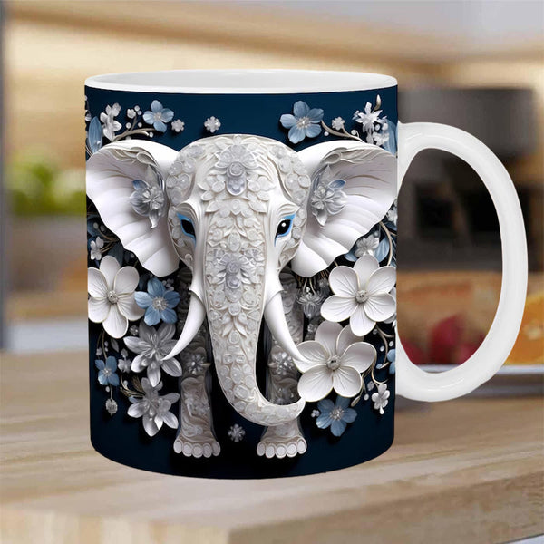 Custom Coffee Mugs | Personalized Elephant Flower Mug with Durable Ceramic Design | Ideal Gift for Pet Lovers 5