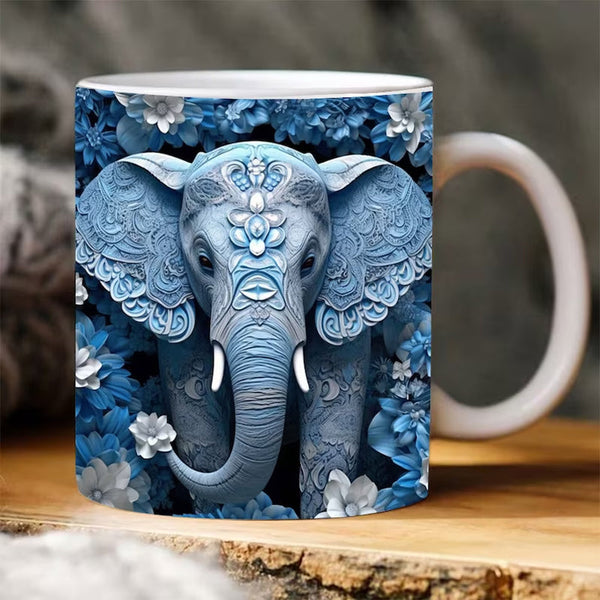 Custom Coffee Mugs | Personalized Elephant Flower Mug with Durable Ceramic Design | Ideal Gift for Pet Lovers 6