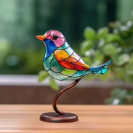 Decorative Figurines | Handcrafted Colored Glass Bird Figurines | Unique Home Accents for Elegant Decor 0