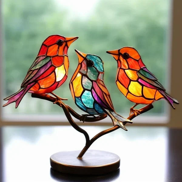 Decorative Figurines | Handcrafted Colored Glass Bird Figurines | Unique Home Accents for Elegant Decor 2