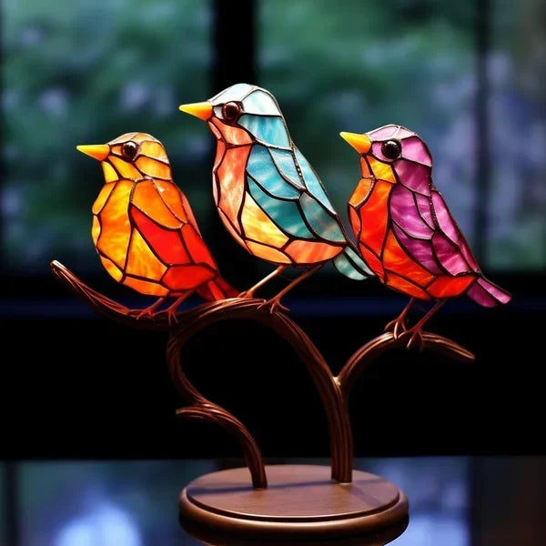 Decorative Figurines | Handcrafted Colored Glass Bird Figurines | Unique Home Accents for Elegant Decor 3