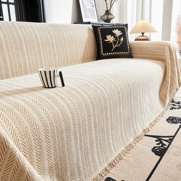 Elegant Chenille Sofa Cover | Durable Herringbone Weave for Pet Protection