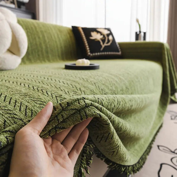 Elegant Chenille Sofa Cover | Durable Herringbone Weave for Pet Protection