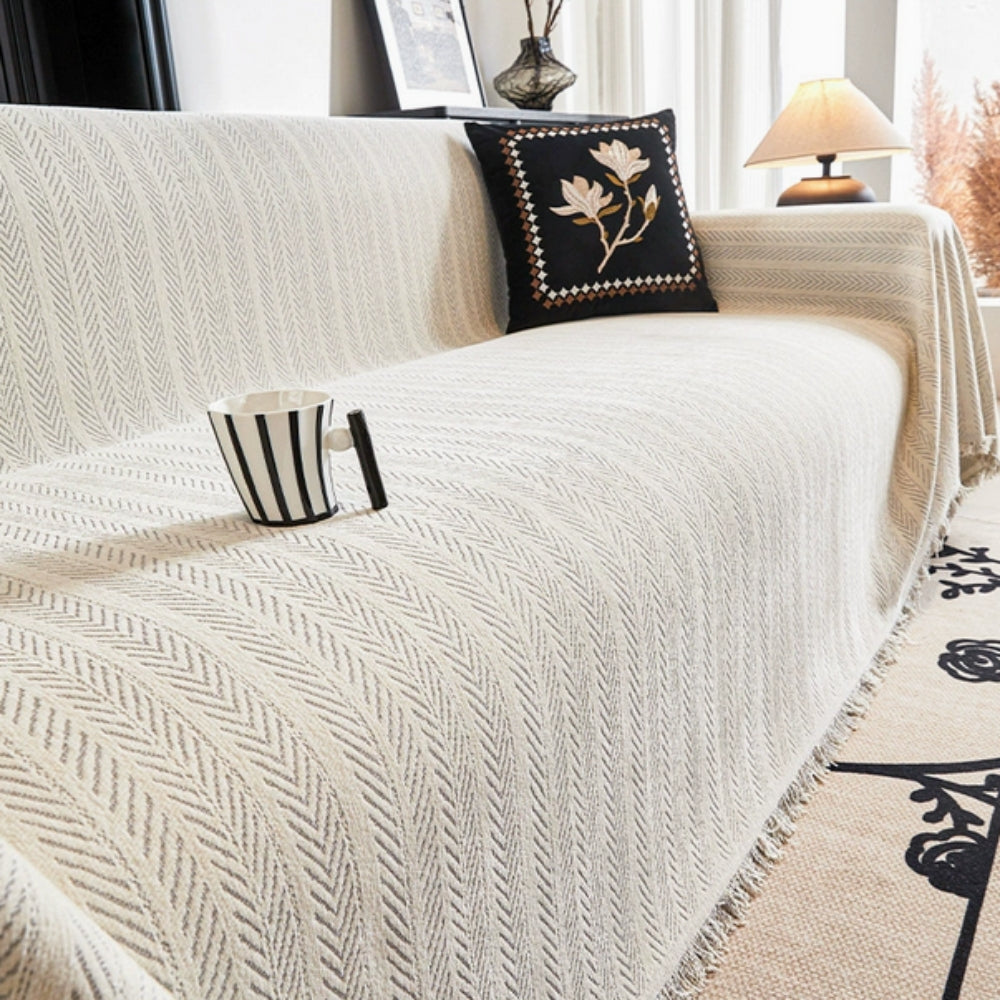 Elegant Chenille Sofa Cover | Durable Herringbone Weave for Pet Protection