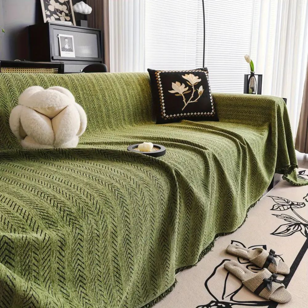 Elegant Chenille Sofa Cover | Durable Herringbone Weave for Pet Protection