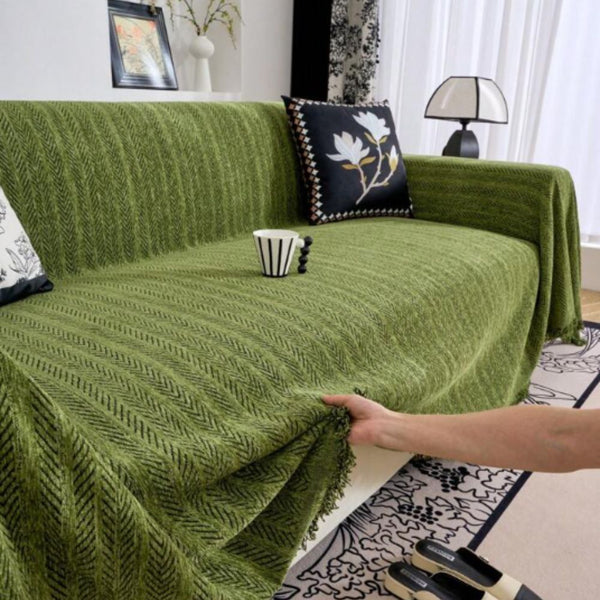 Elegant Chenille Sofa Cover | Durable Herringbone Weave for Pet Protection