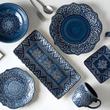 Elegant Navy Porcelain Dinnerware Set with Baroque Design for Everyday and Formal Dining 1