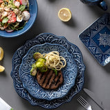 Elegant Navy Porcelain Dinnerware Set with Baroque Design for Everyday and Formal Dining 3