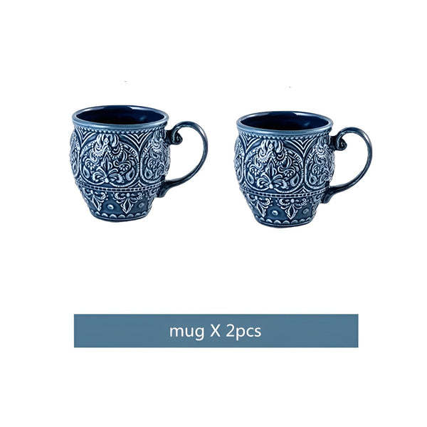 Elegant Navy Porcelain Dinnerware Set with Baroque Design for Everyday and Formal Dining 5