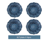 Elegant Navy Porcelain Dinnerware Set with Baroque Design for Everyday and Formal Dining 6
