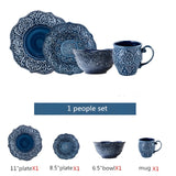 Elegant Navy Porcelain Dinnerware Set with Baroque Design for Everyday and Formal Dining 7