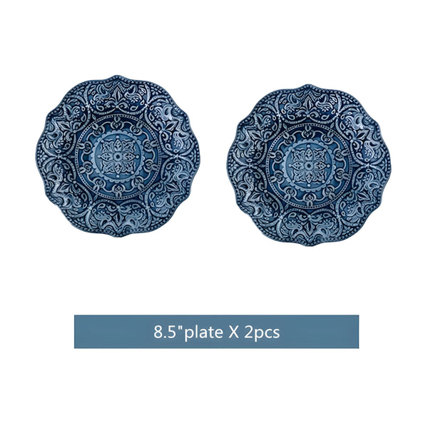 Elegant Navy Porcelain Dinnerware Set with Baroque Design for Everyday and Formal Dining 9