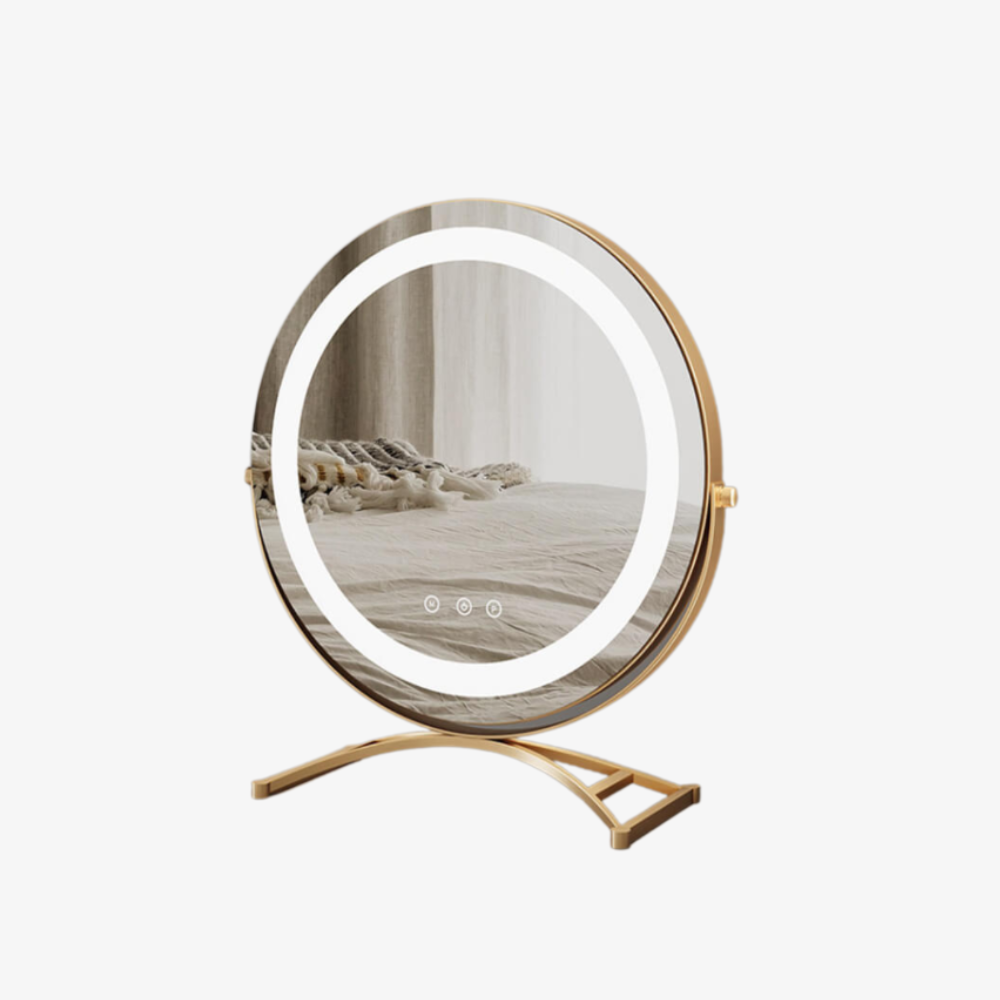 Elegant Touch Lighted Makeup Mirror with 360° Rotation & Tri-Tone Lighting for Perfect Grooming 1