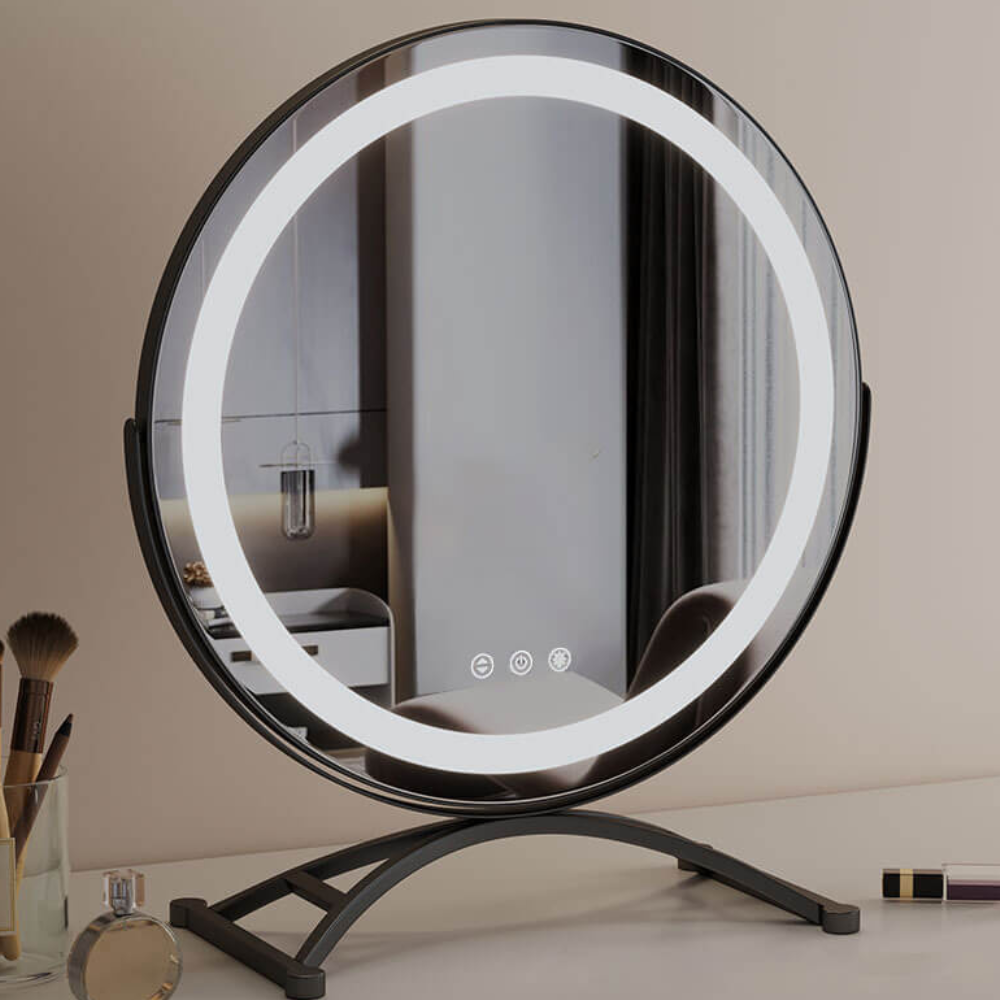 Elegant Touch Lighted Makeup Mirror with 360° Rotation & Tri-Tone Lighting for Perfect Grooming 2