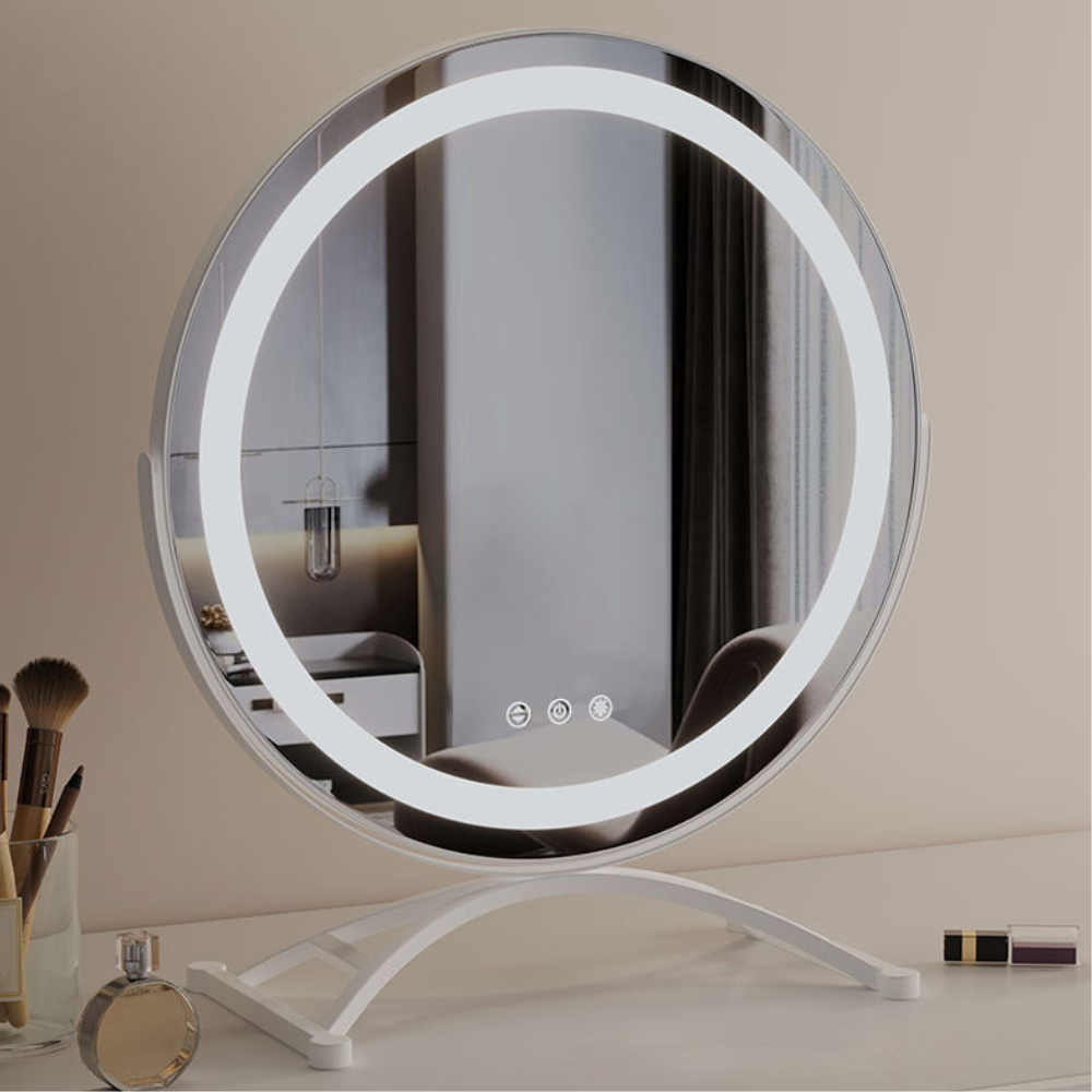 Elegant Touch Lighted Makeup Mirror with 360° Rotation & Tri-Tone Lighting for Perfect Grooming 3