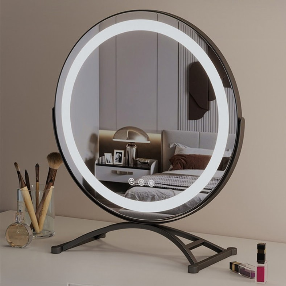 Elegant Touch Lighted Makeup Mirror with 360° Rotation & Tri-Tone Lighting for Perfect Grooming 4