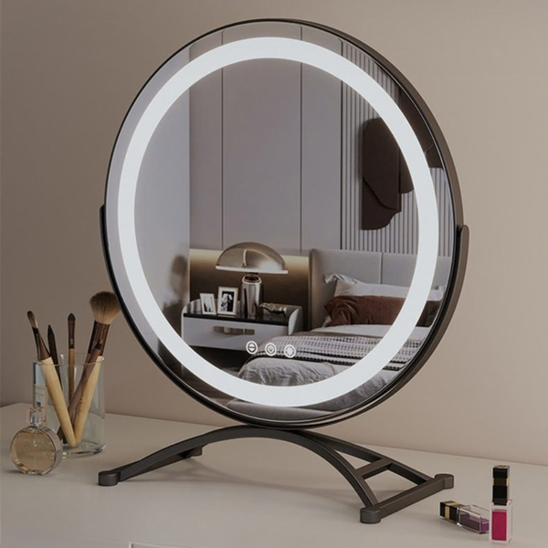 Elegant Touch Lighted Makeup Mirror with 360° Rotation & Tri-Tone Lighting for Perfect Grooming 4