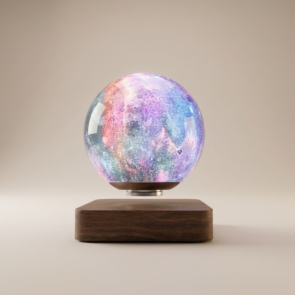 Enchanting Floating Galaxy Moon Lamp with Wireless Charging