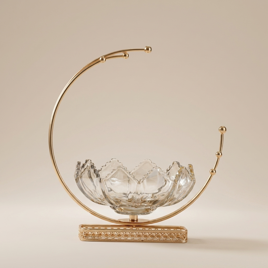 Gold Decorative Bowl with Open Lotus Design | Stunning Centerpiece for Luxurious Home Decor