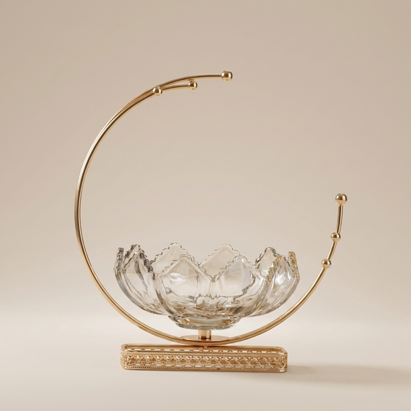 Gold Decorative Bowl with Open Lotus Design | Stunning Centerpiece for Luxurious Home Decor