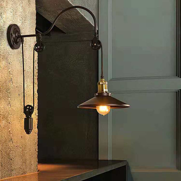IronScape | Stylish Retro Industrial Wall Sconce with Adjustable Pulley 3